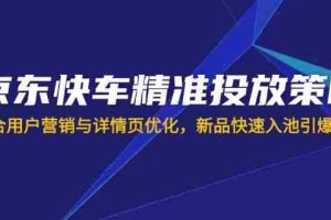 （14185期）京东快车精准投放策略，结合用户营销与详情页优化，新品快速入池引爆流量