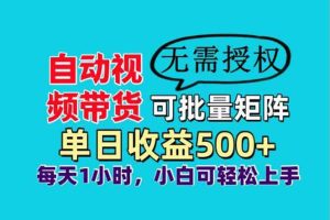 （14229期）自动视频带货，可批量矩阵，单日收益500+、轻松实现睡后收益，小白可…